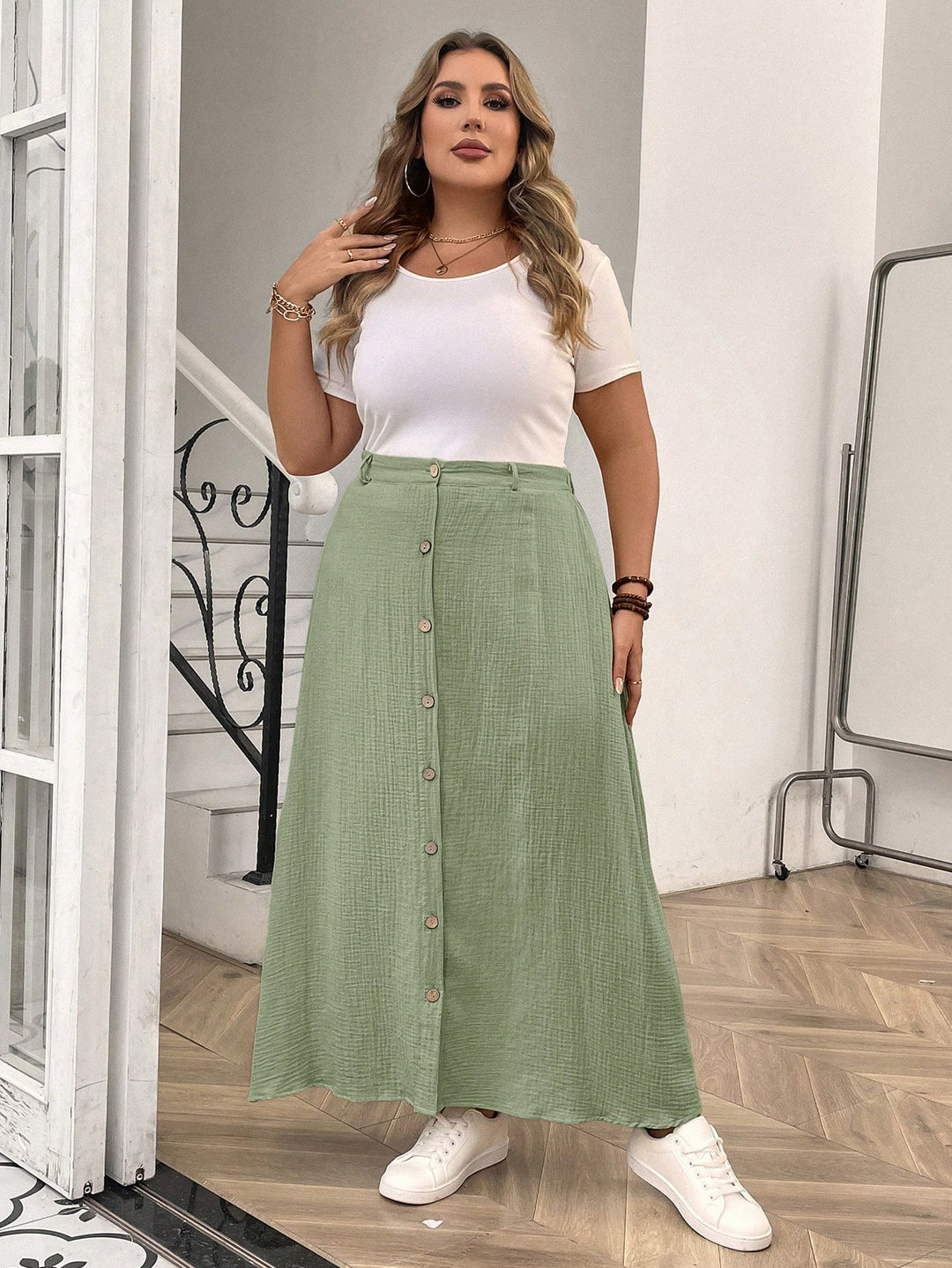 Fustă maxi SHEIN, verde
