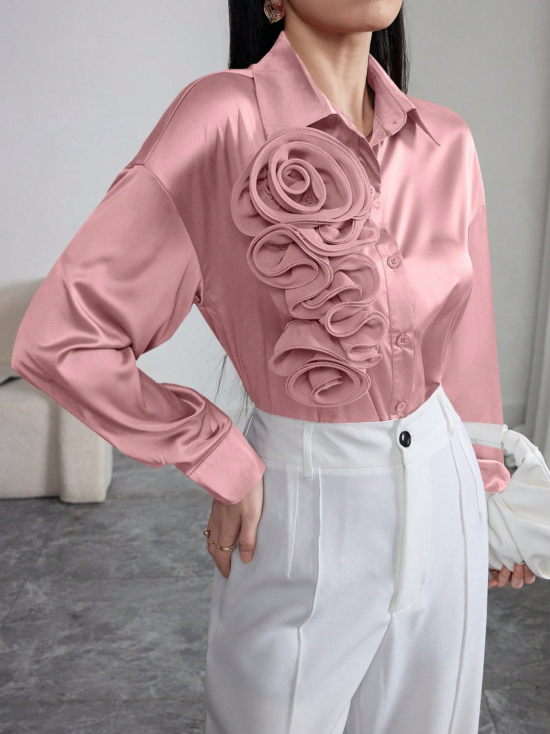 Bluza elegantă SHEIN, roz