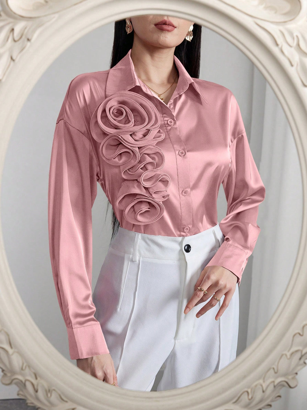 Bluza elegantă SHEIN, roz