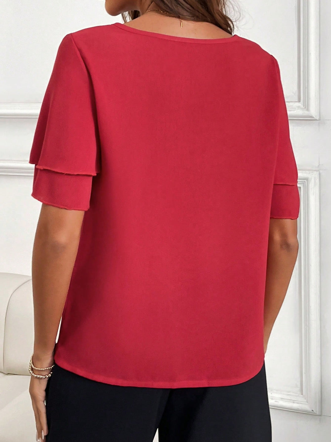 Bluza cu maneca scurta SHEIN, roșu