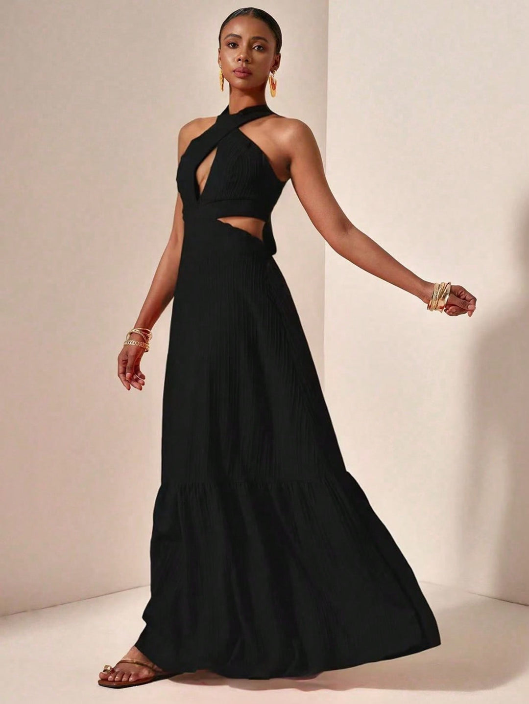 SHEIN maxi ruha, fekete