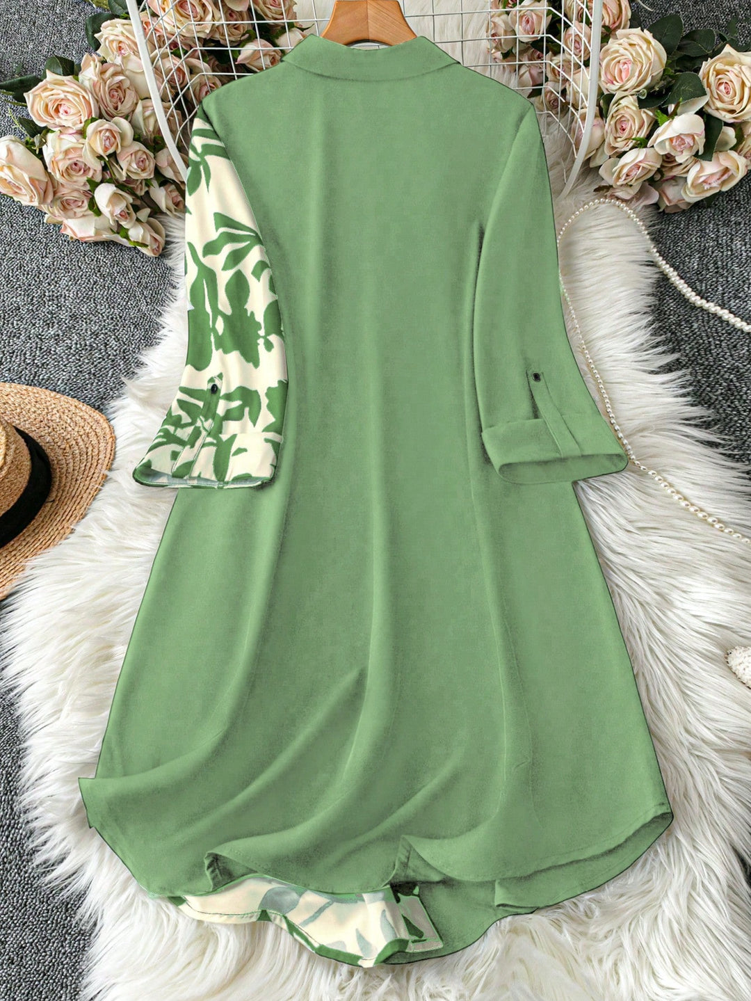 Rochie tip cămașă SHEIN, verde