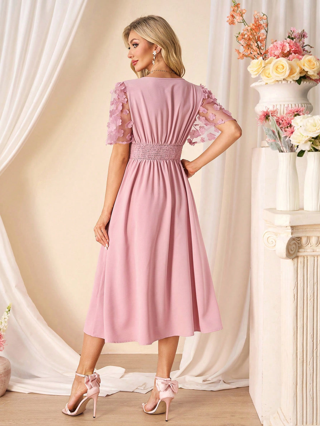 Rochie midi SHEIN, roz
