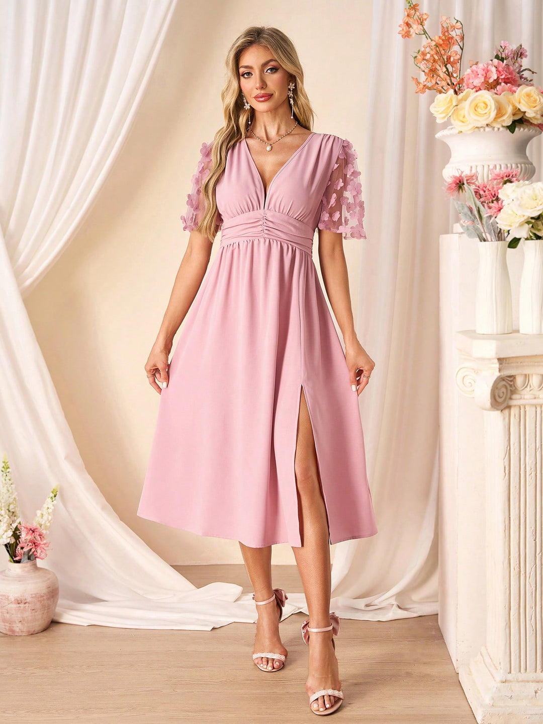 Rochie midi SHEIN, roz