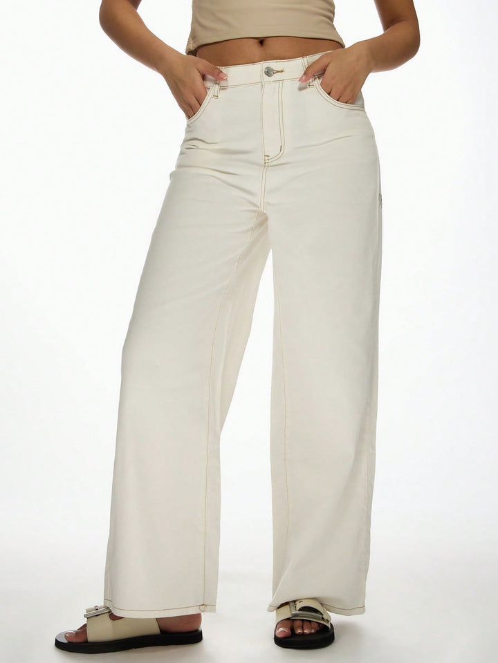 Pantaloni de blugi SHEIN, alb