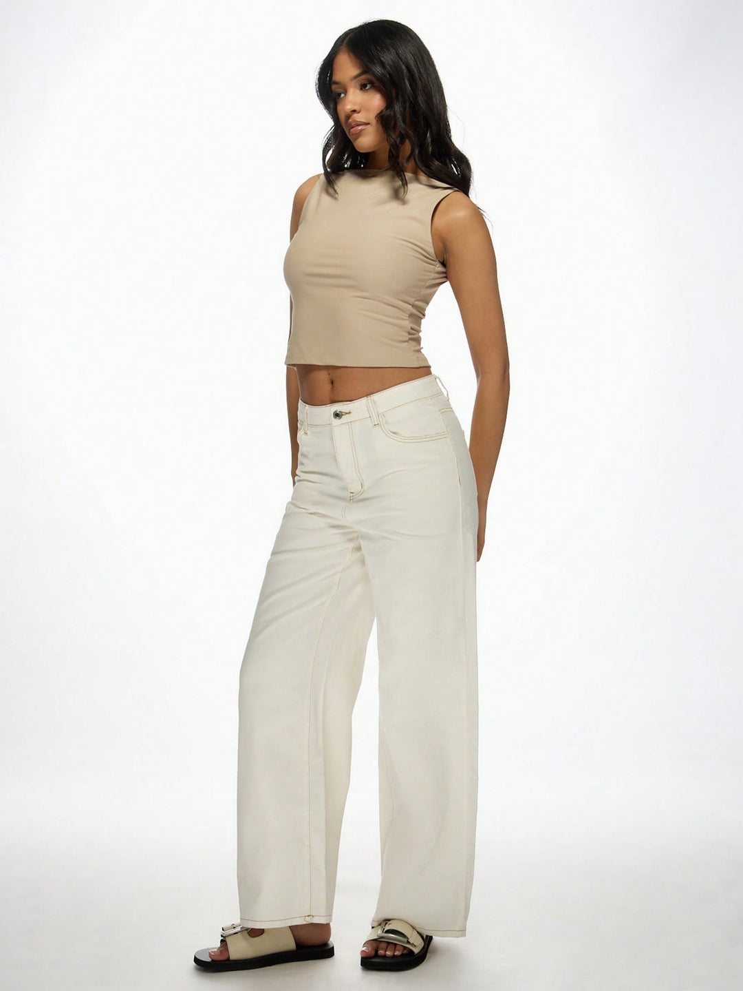 Pantaloni de blugi SHEIN, alb