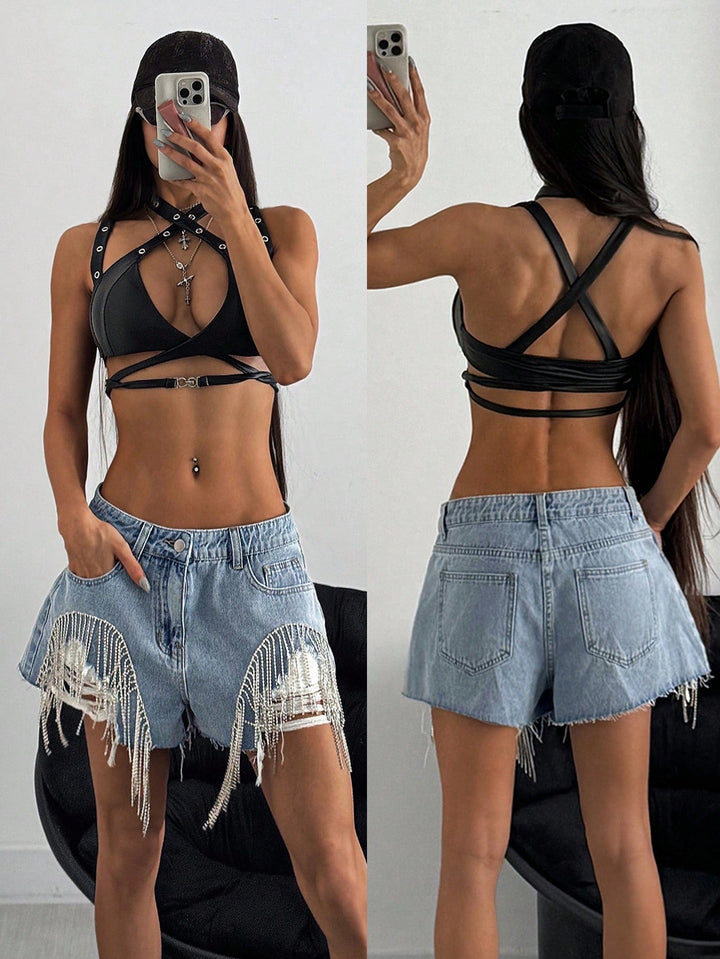 Pantaloni scurți SHEIN, albastru