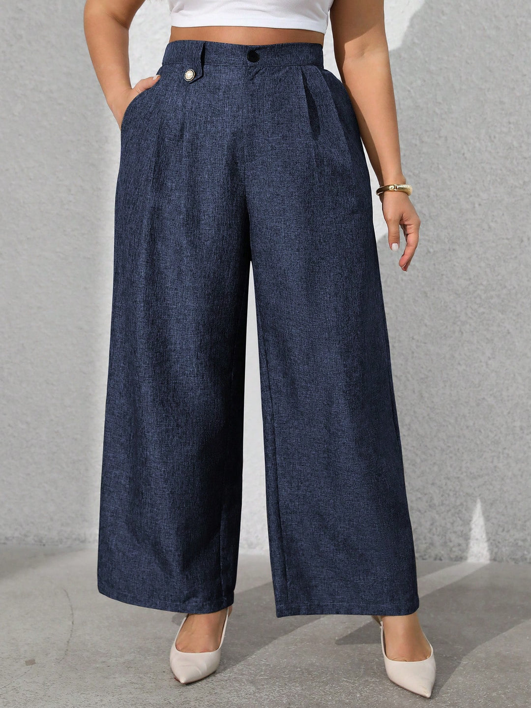 Pantalon de costum SHEIN, albastru