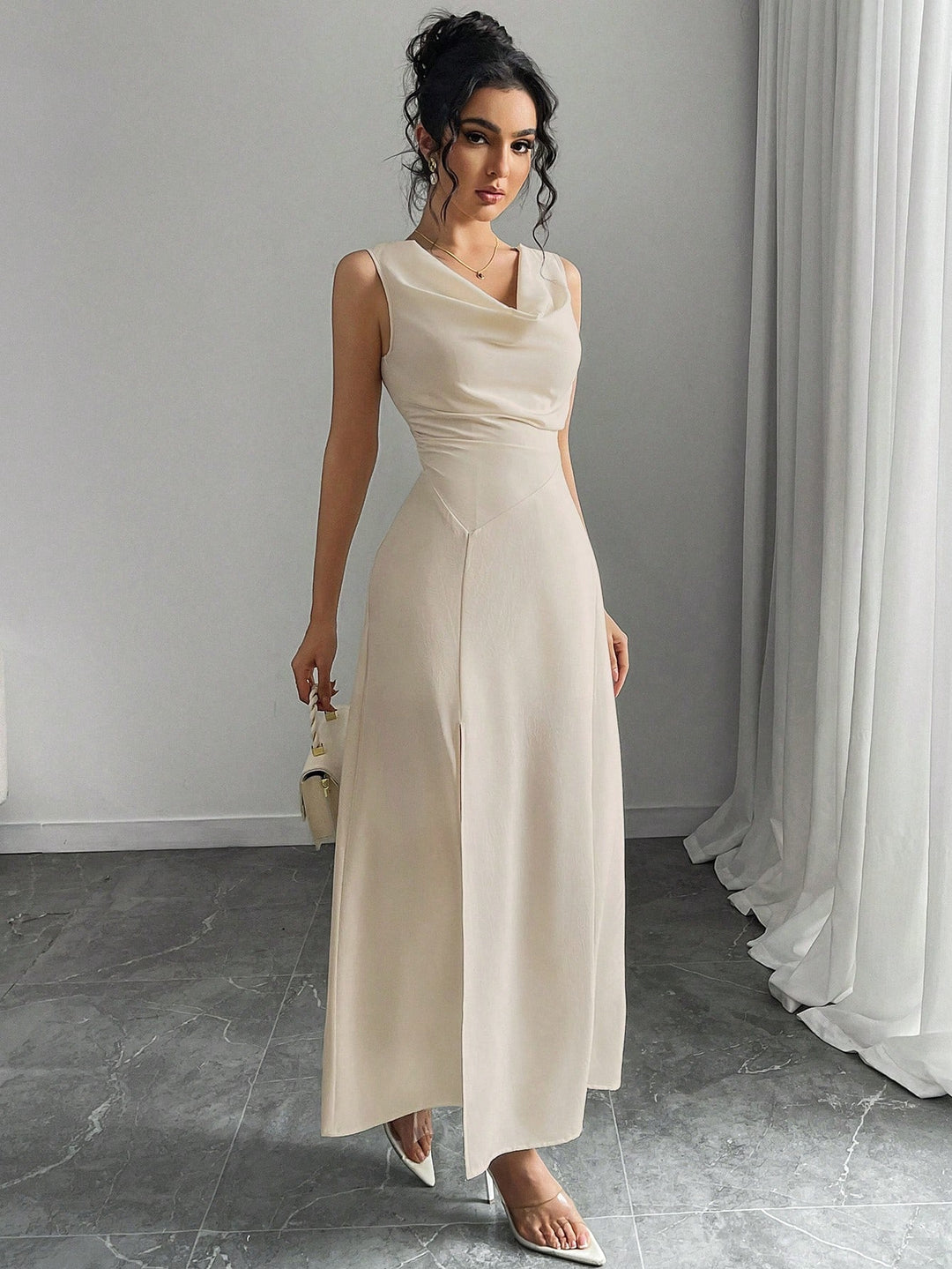Shein midi ruha, khaki