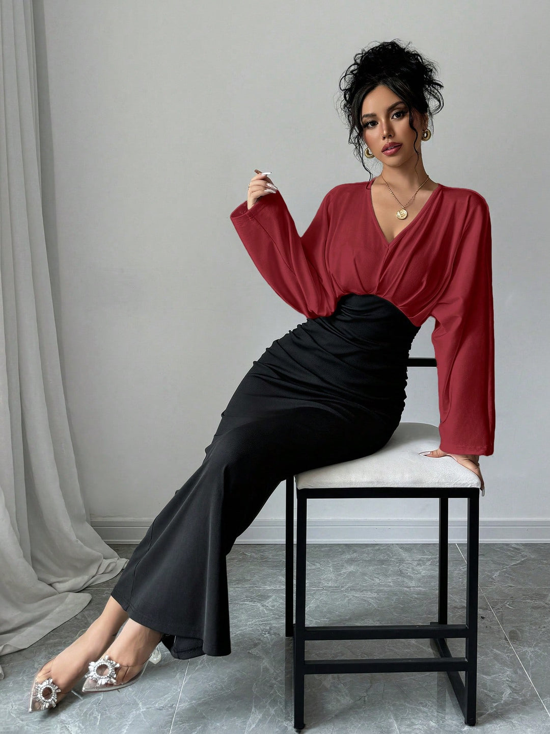 Rochie maxi SHEIN, vișiniu
