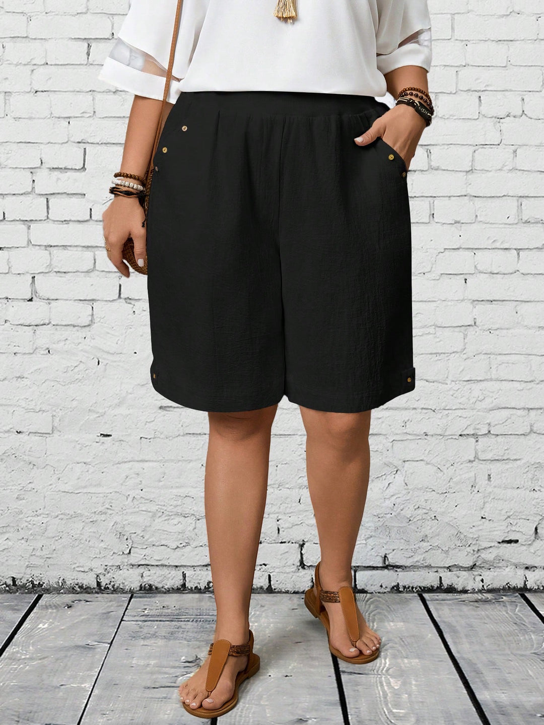 Pantaloni scurți Shein Curve+, negru