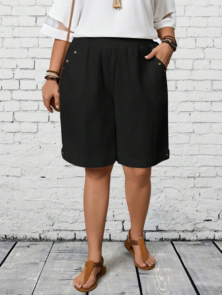 Pantaloni scurți Shein Curve+, negru