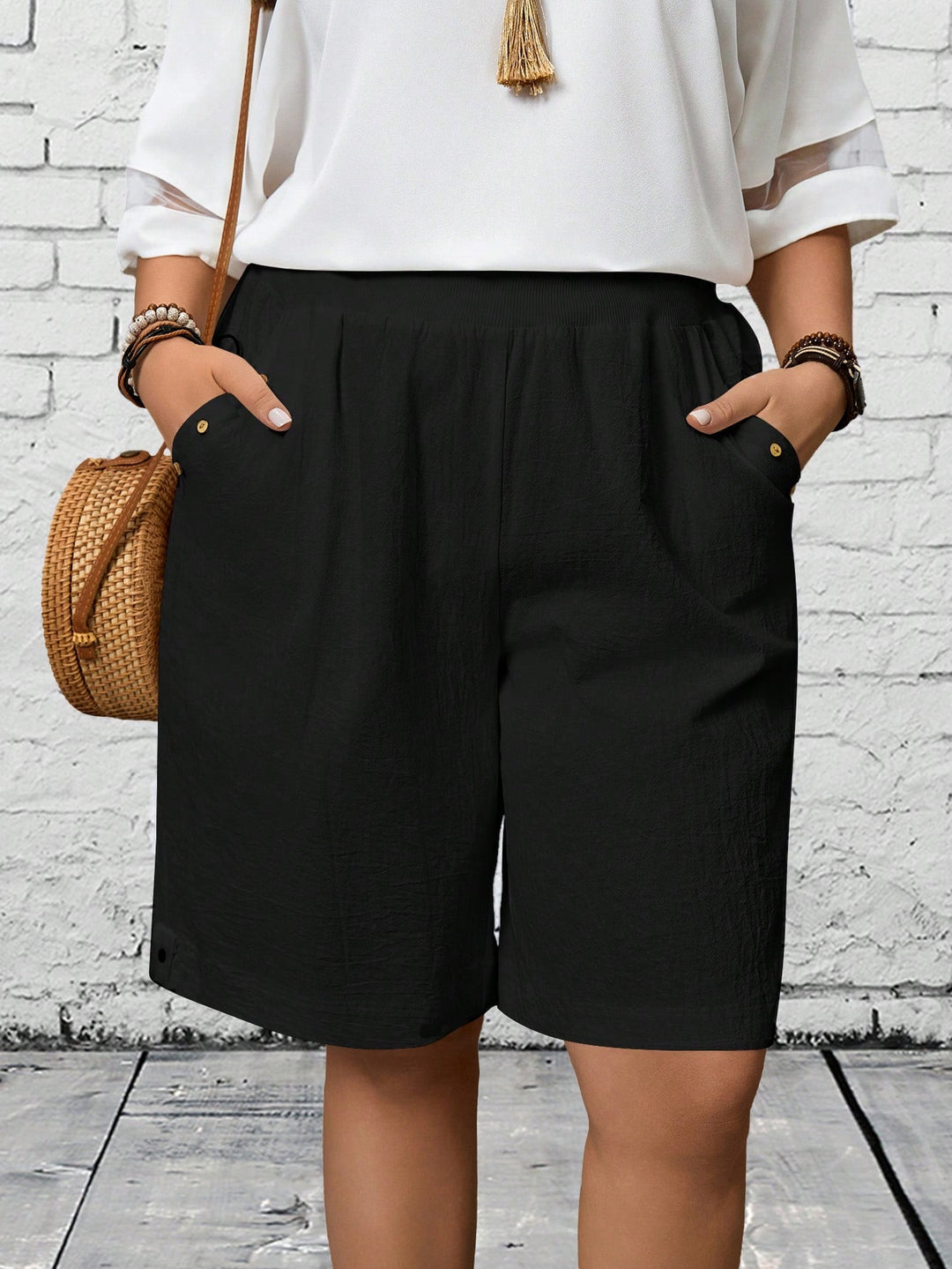 Pantaloni scurți Shein Curve+, negru