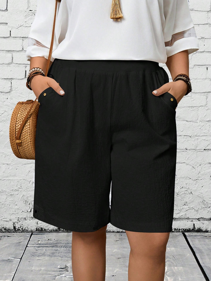 Pantaloni scurți Shein Curve+, negru