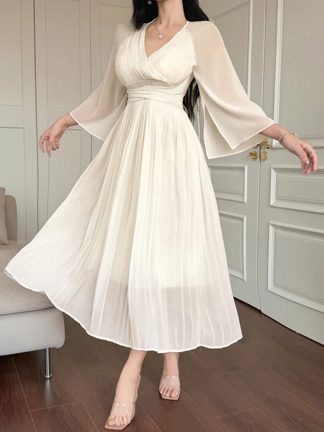 Rochie maxi Shein, crem