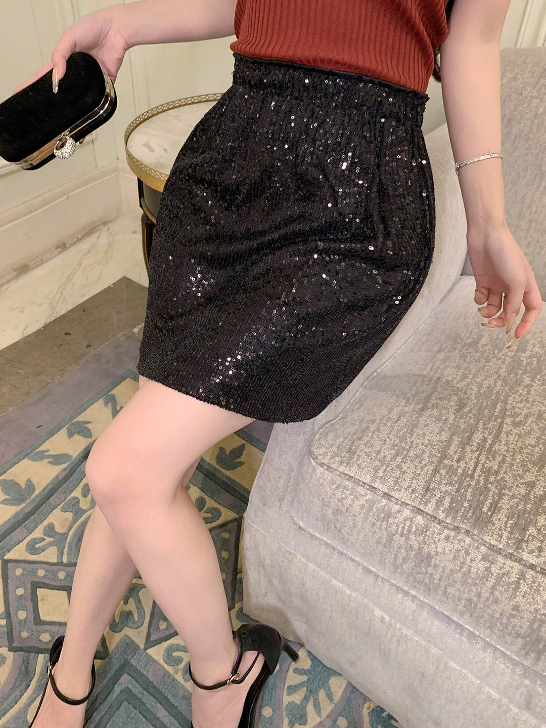 Shein miniszoknya, fekete