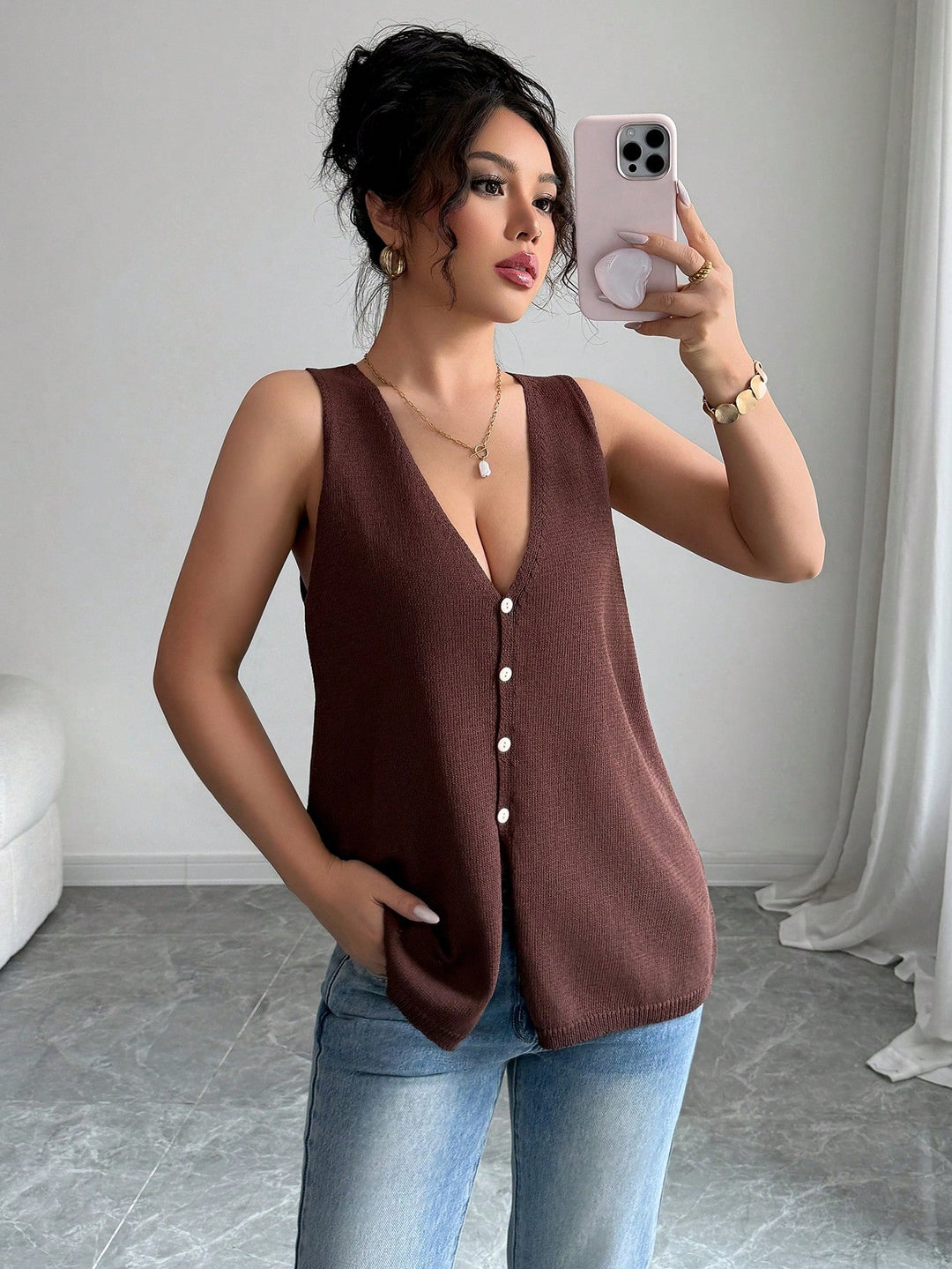 SHEIN mellény, barna