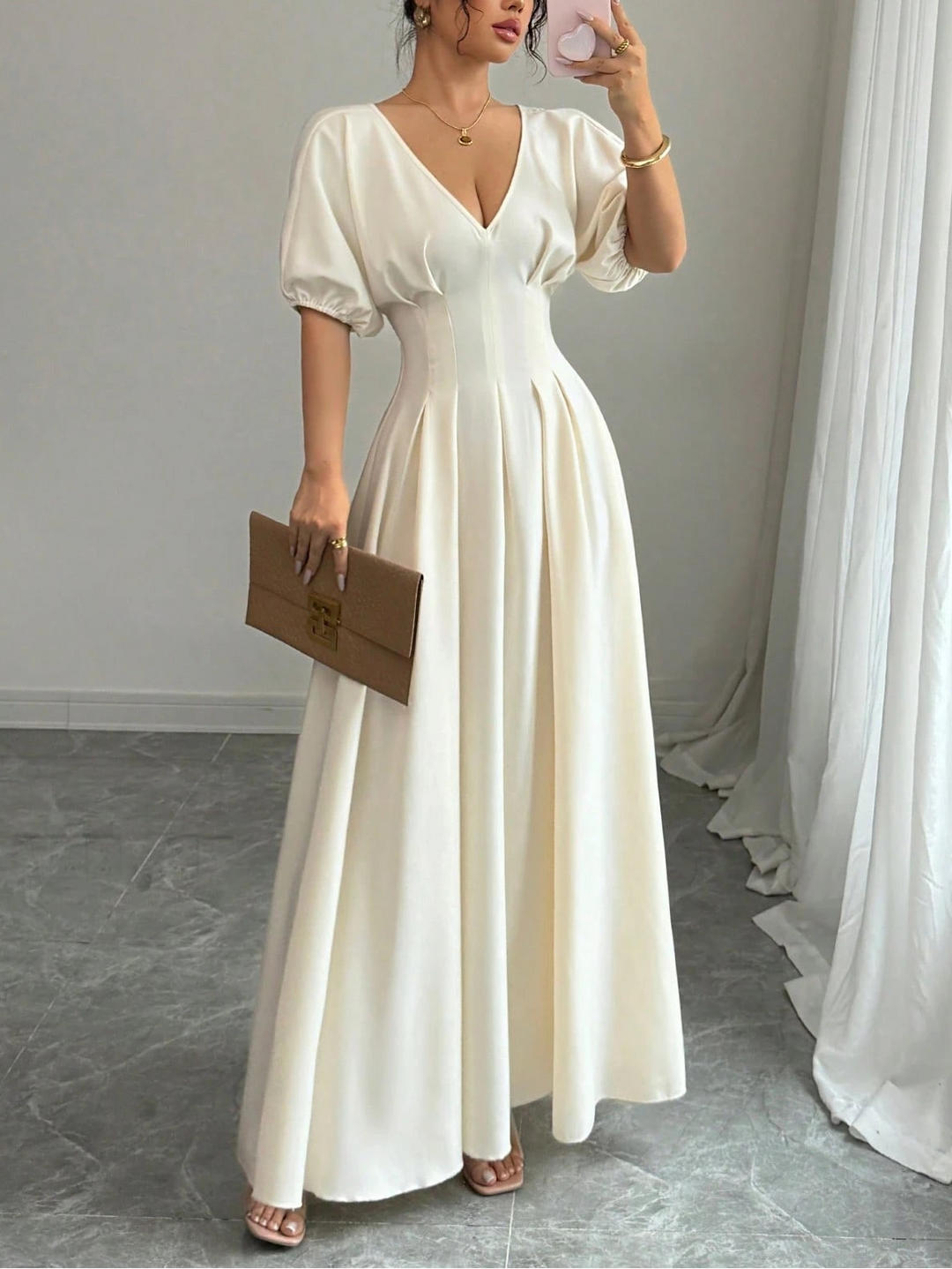 Rochie maxi Shein, crem