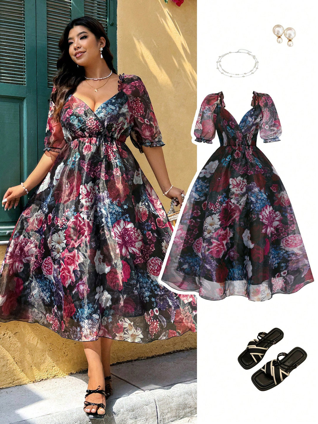 Rochie maxi SHEIN, mix culori