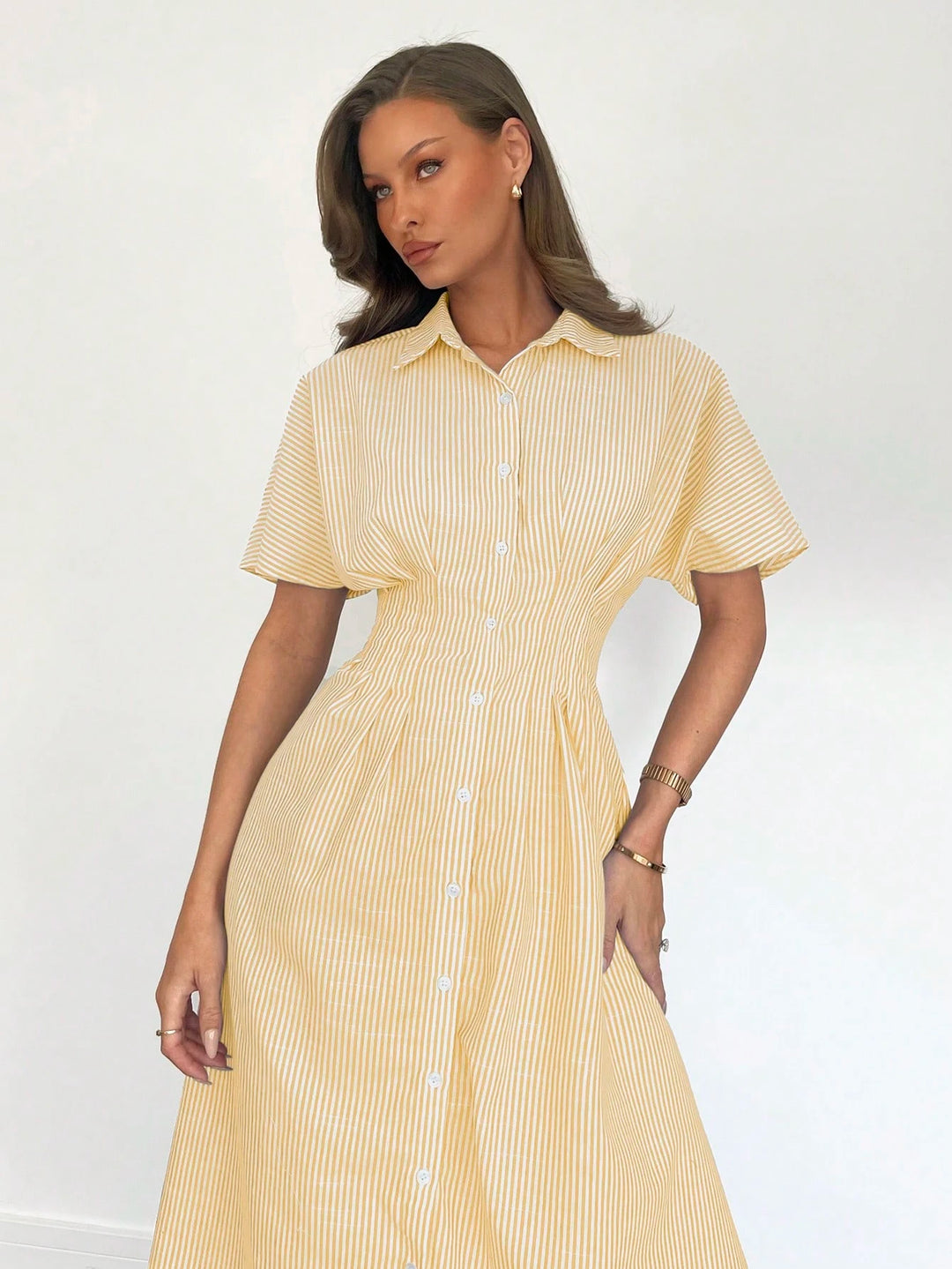 Rochie tip cămașă SHEIN, galben