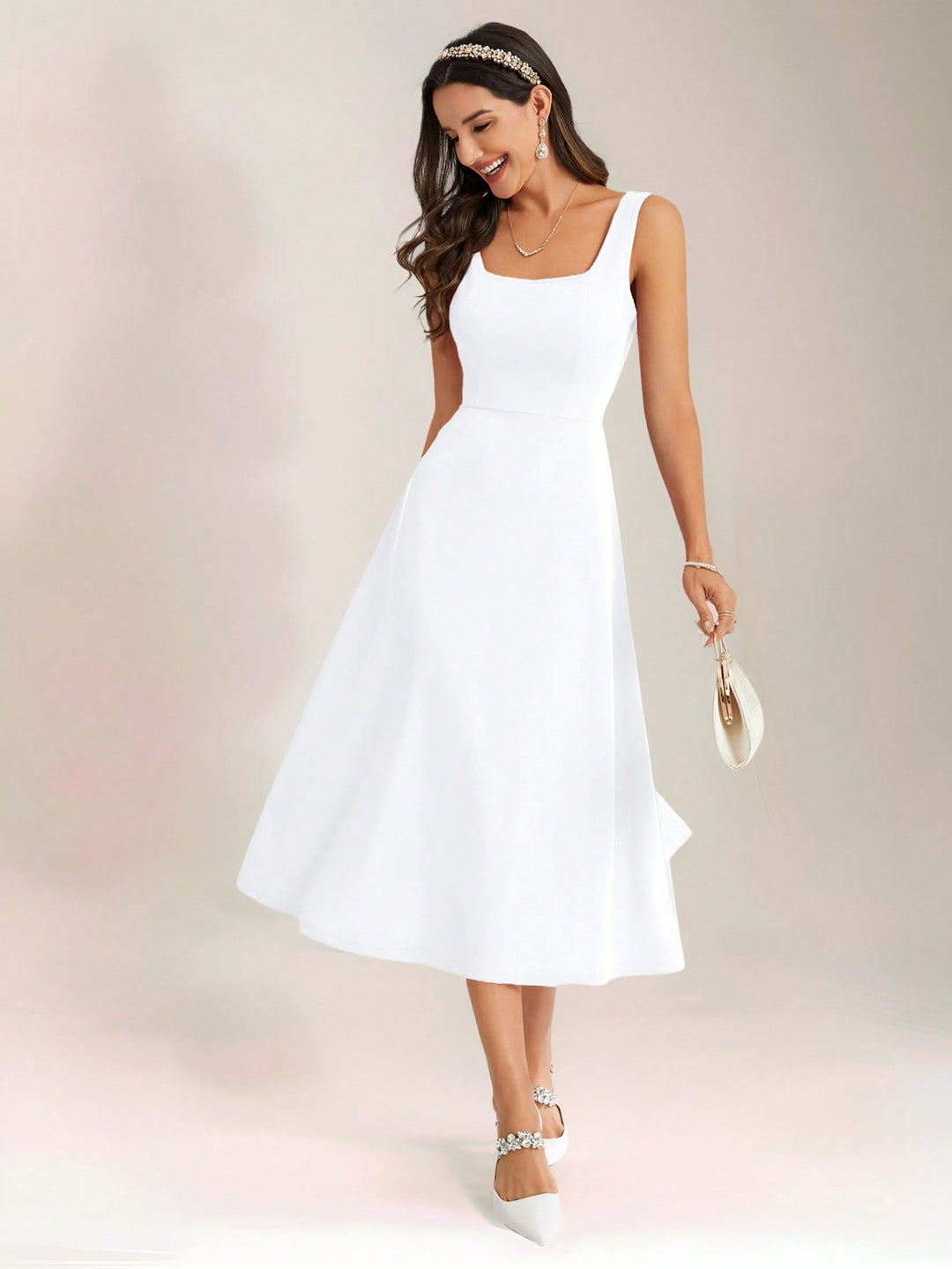 Rochie midi SHEIN, alb