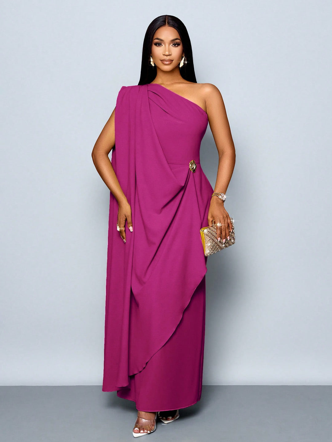 SHEIN maxi ruha, bordó