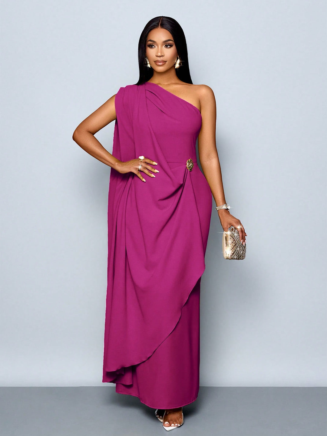SHEIN maxi ruha, bordó