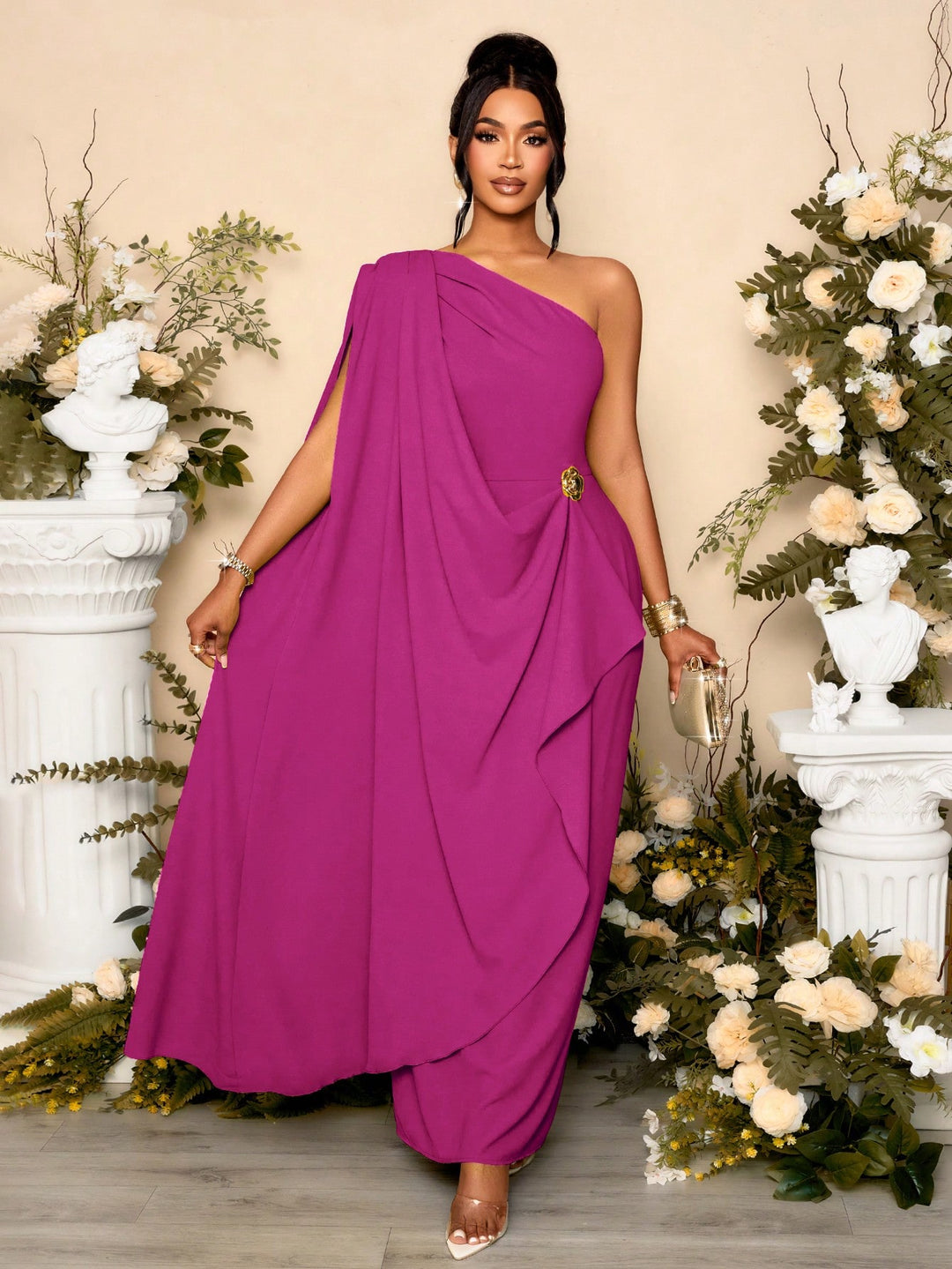 SHEIN maxi ruha, bordó