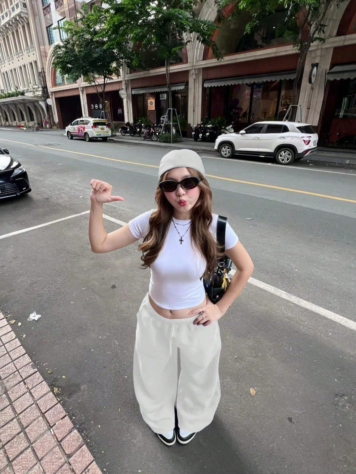 Pantaloni SHEIN, alb