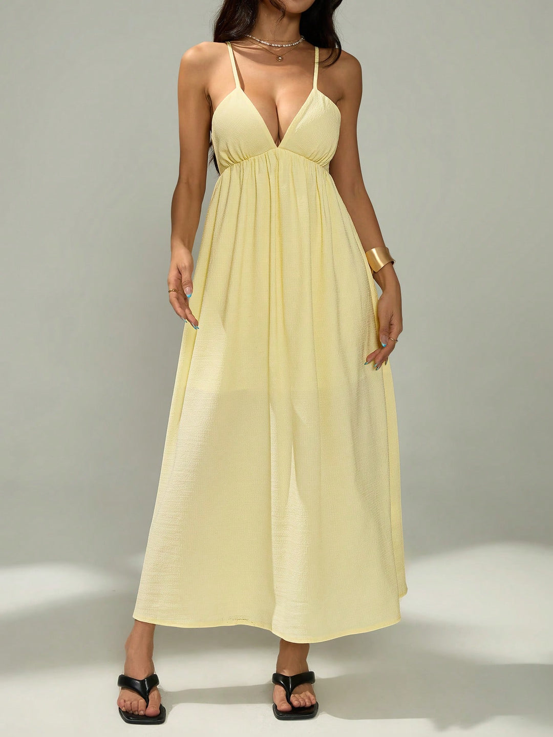 Rochie maxi SHEIN, crem
