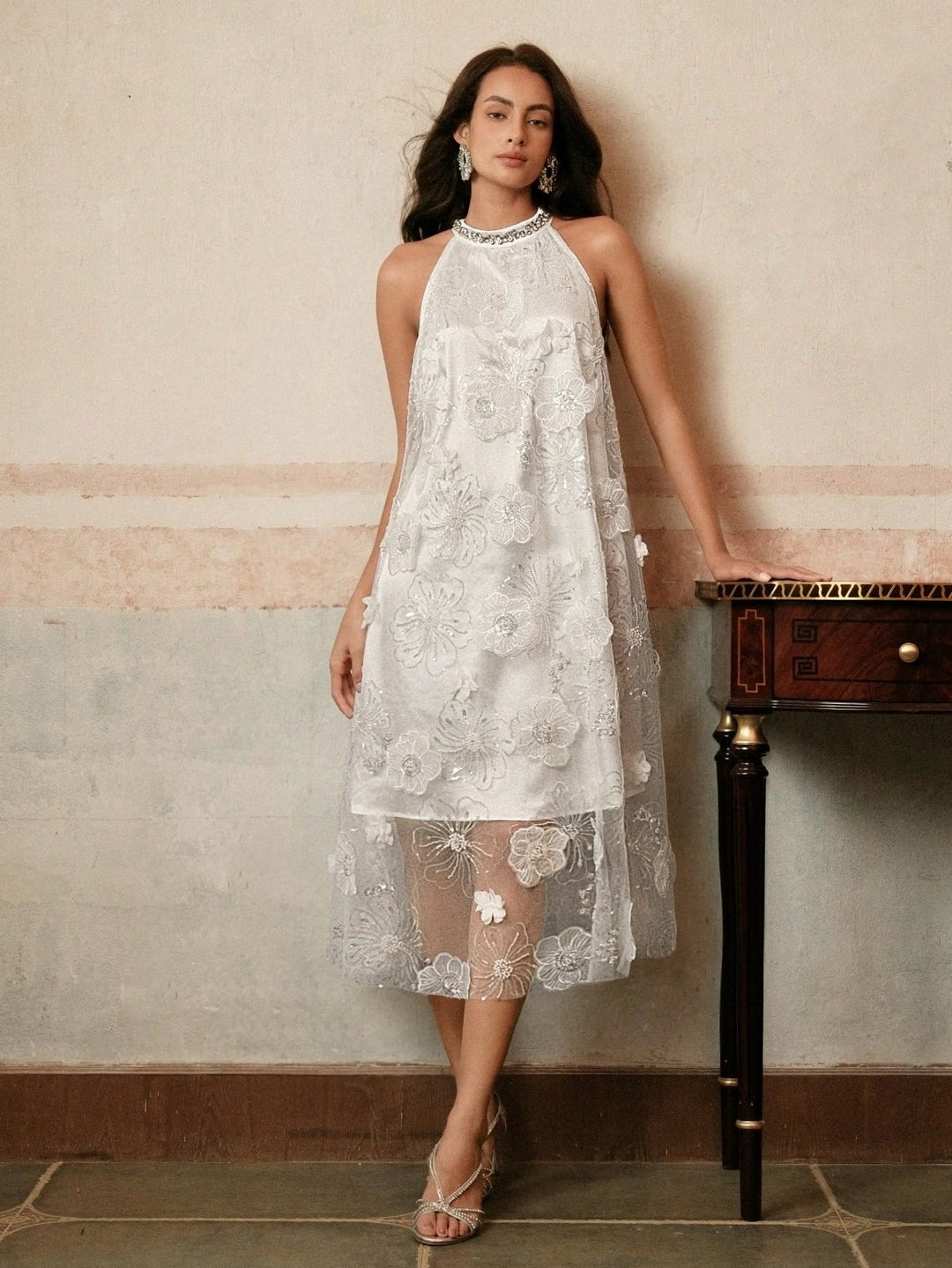 Rochie midi SHEIN, alb