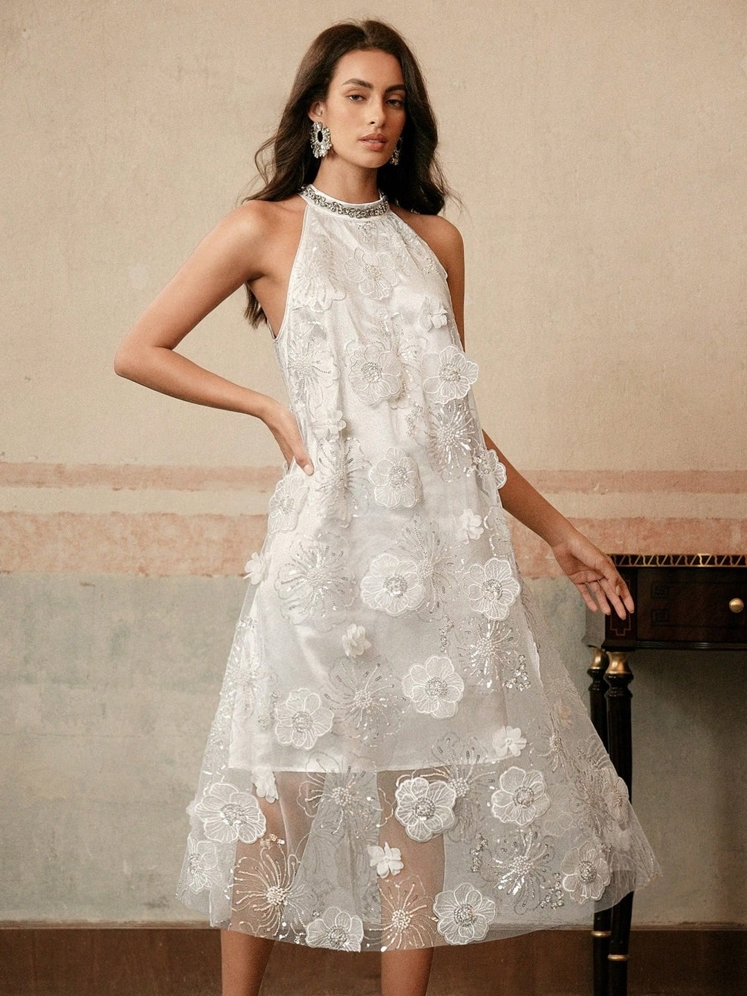 Rochie midi SHEIN, alb