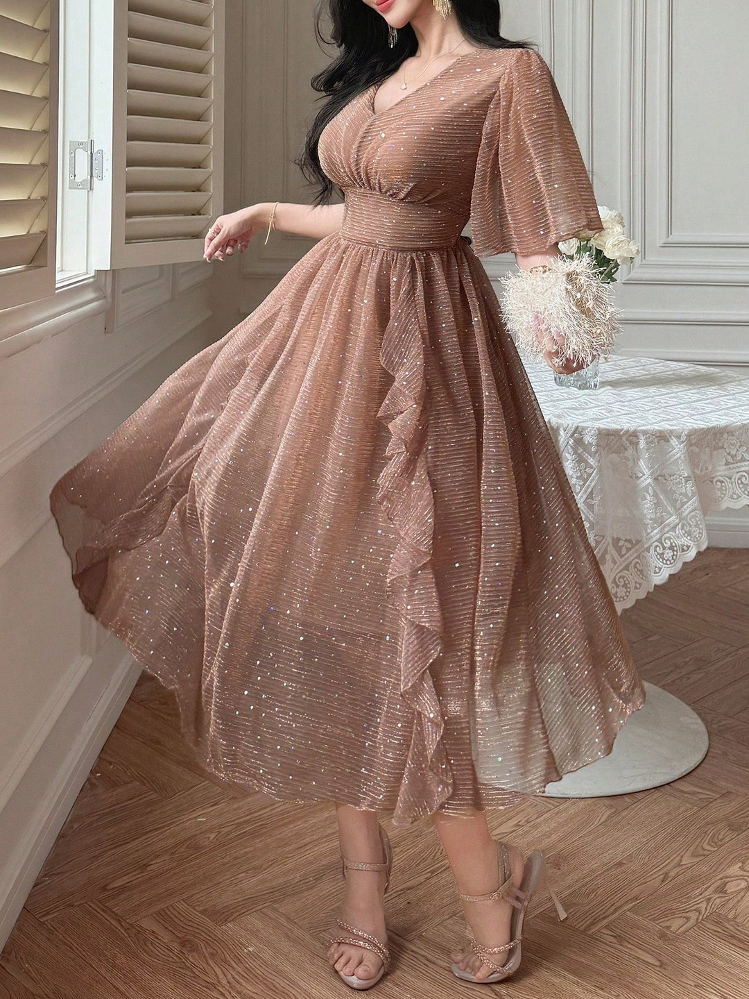SHEIN maxi ruha, barna