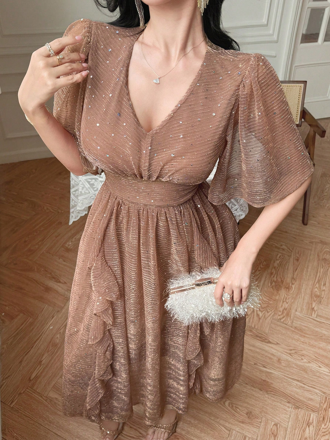 SHEIN maxi ruha, barna