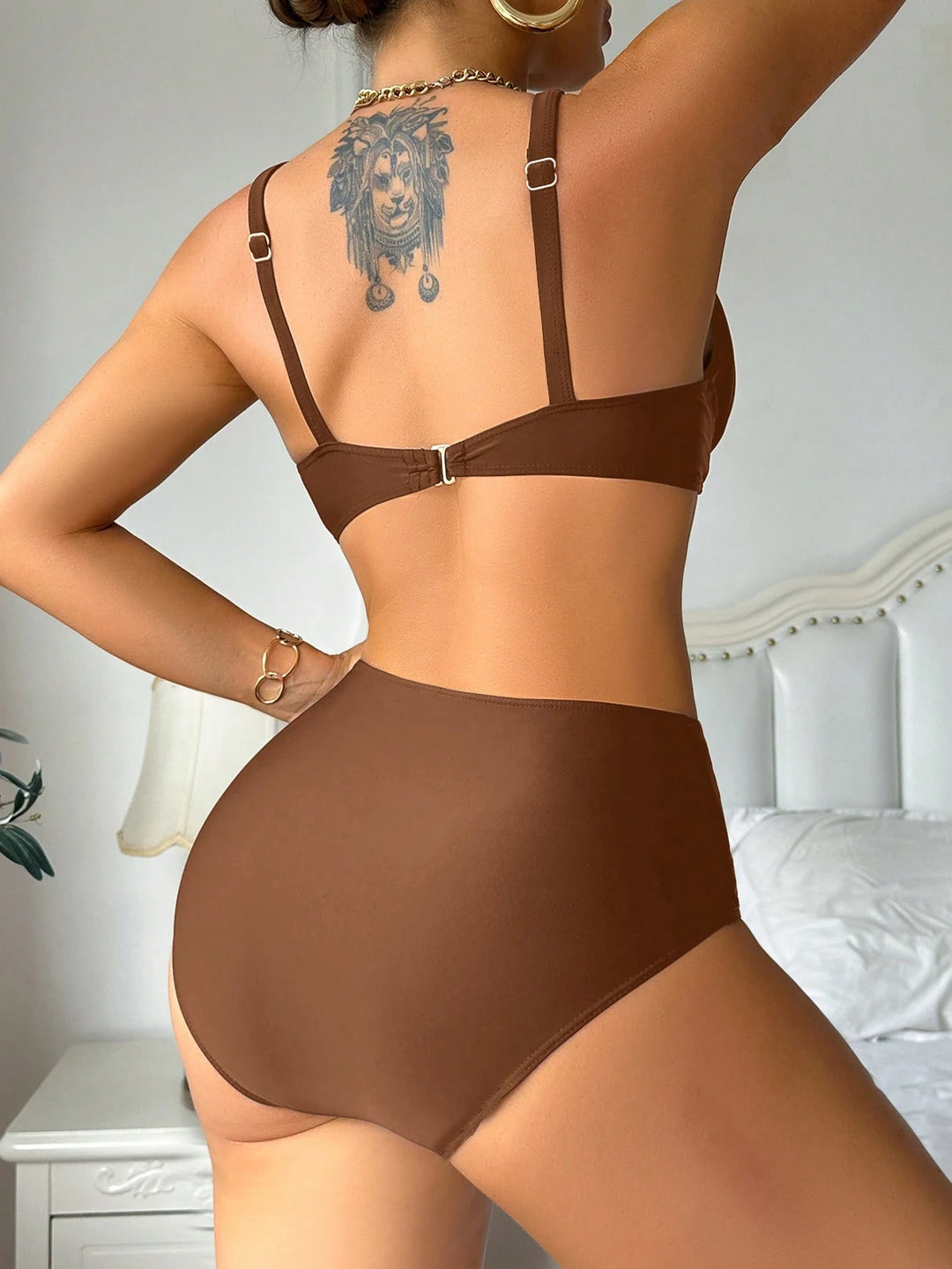 Costum de baie SHEIN, maro