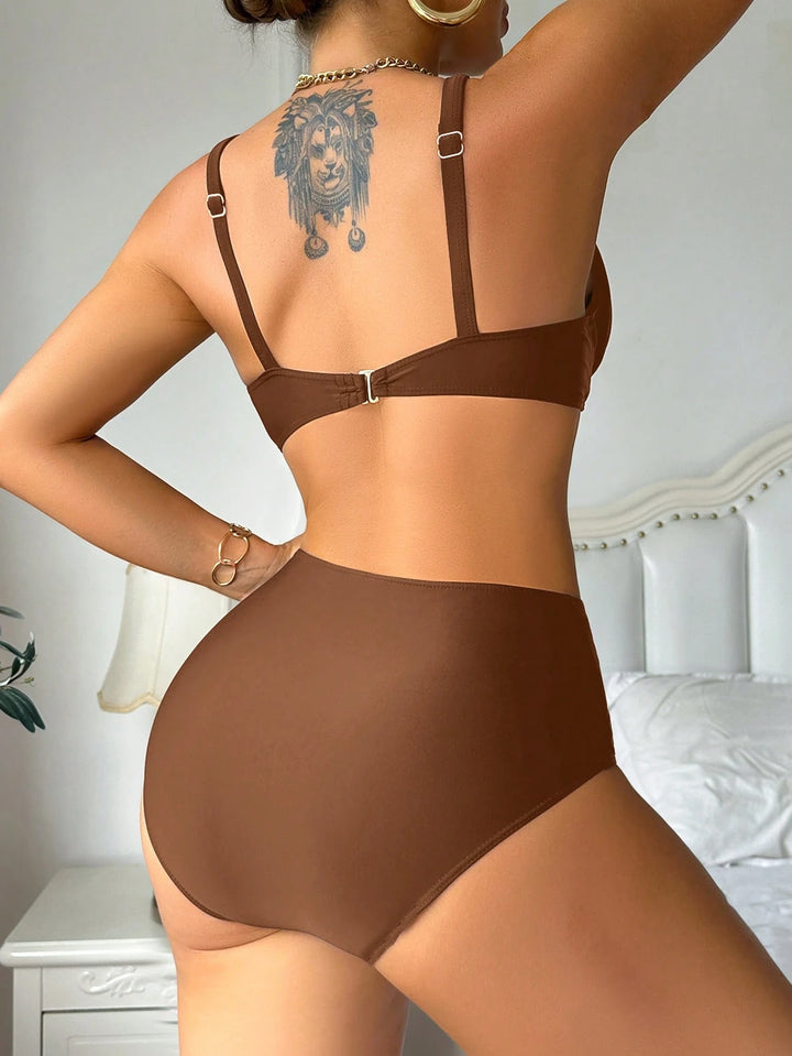 Costum de baie SHEIN, maro
