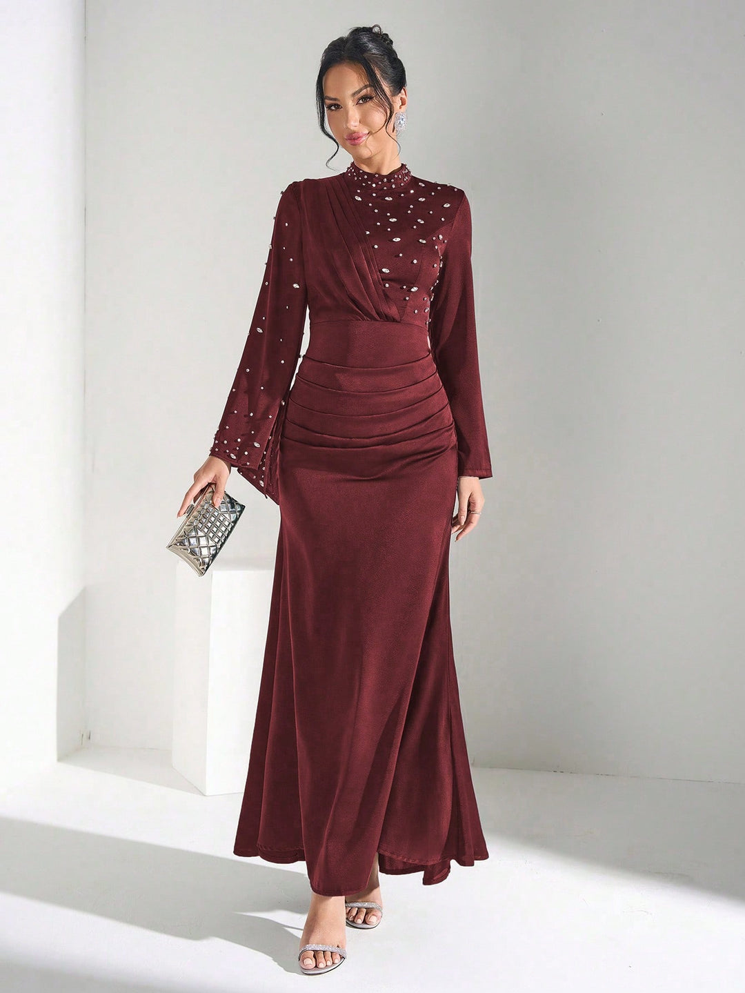 SHEIN bordó maxi ruha
