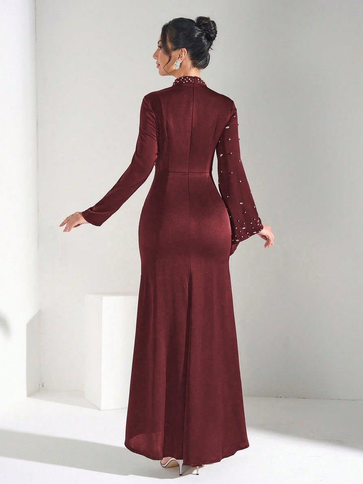 SHEIN bordó maxi ruha