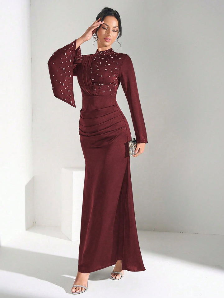 SHEIN bordó maxi ruha