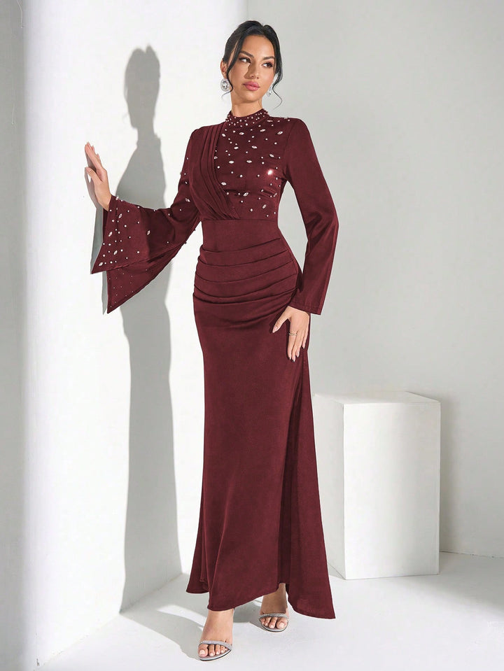 SHEIN bordó maxi ruha