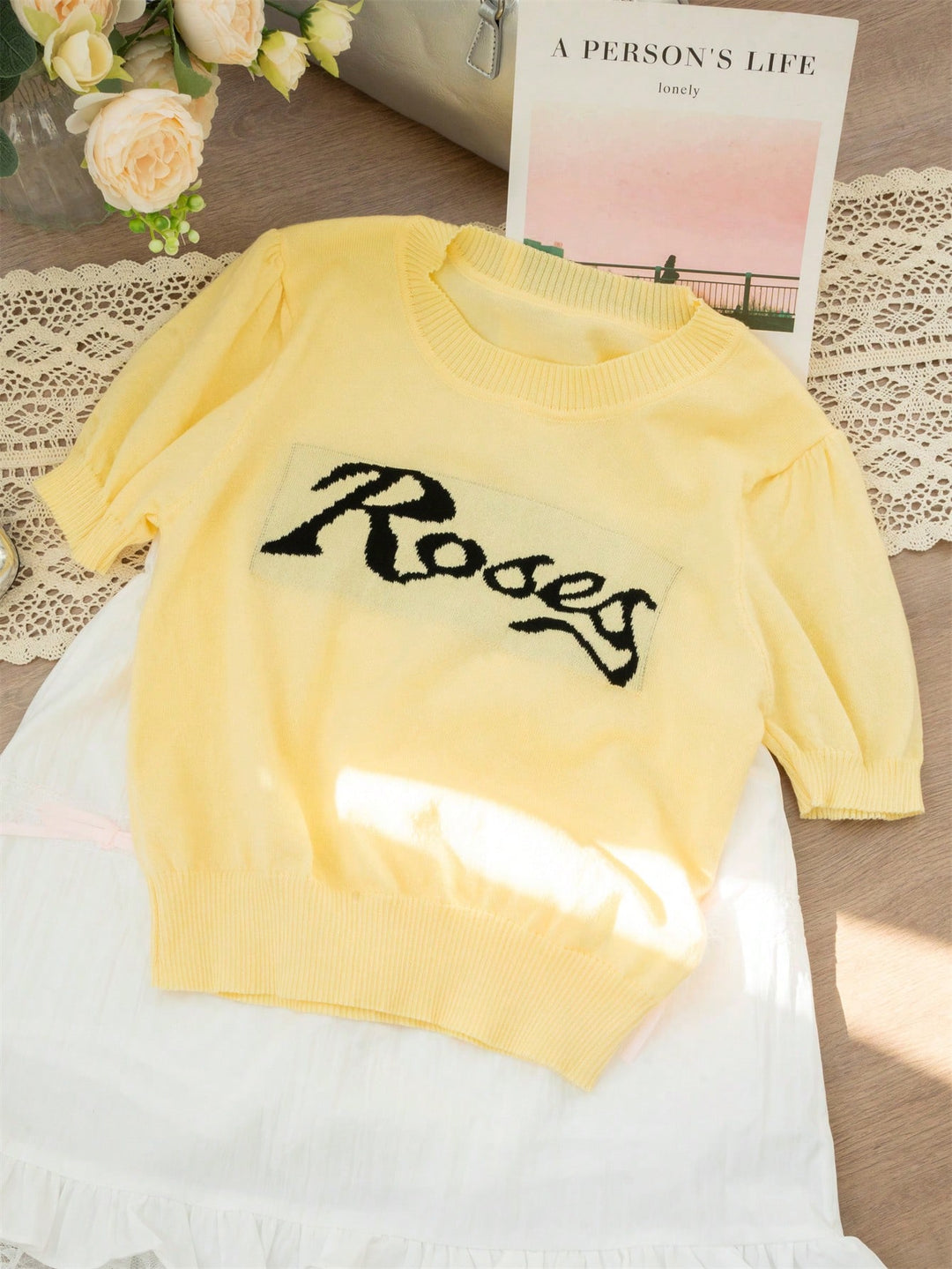 Tricou tricotat SHEIN, galben