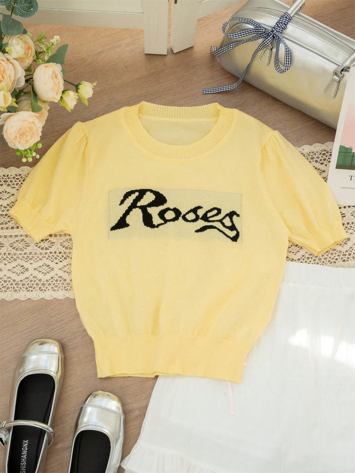 Tricou tricotat SHEIN, galben