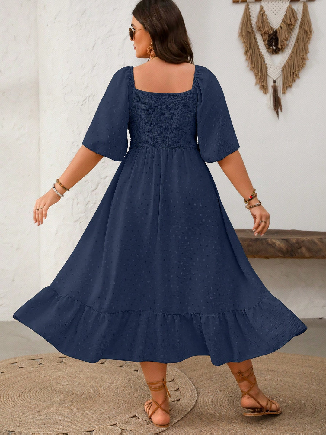 Rochie midi Shein Curve+, albastru