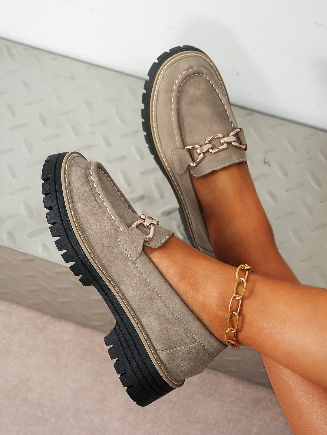 Mocasini SHEIN, kaki