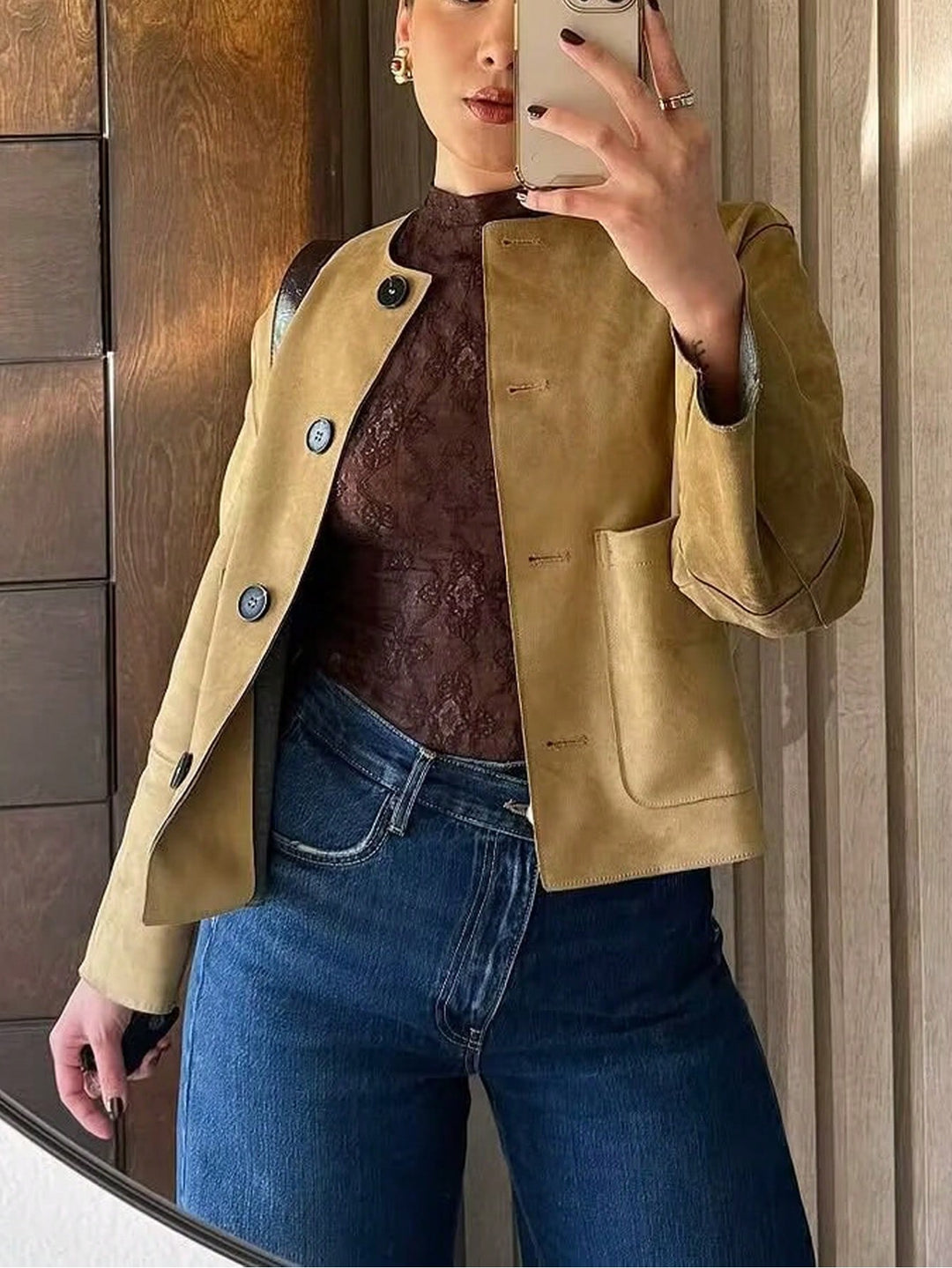 SHEIN télikabát, khaki