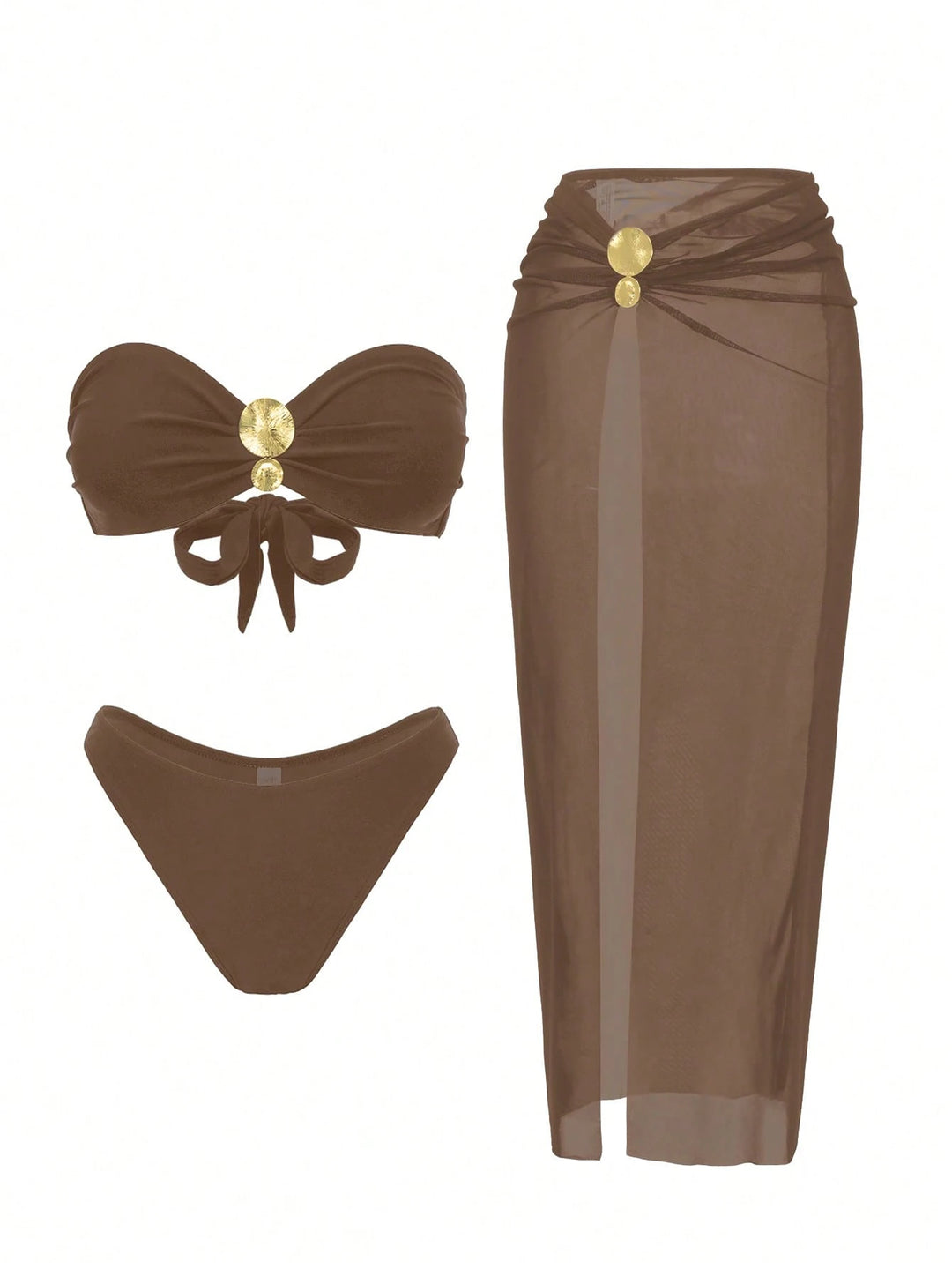 Set costum de baie SHEIN, maro