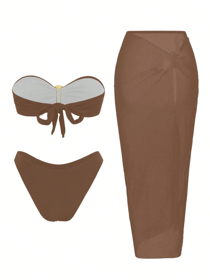 Set costum de baie SHEIN, maro