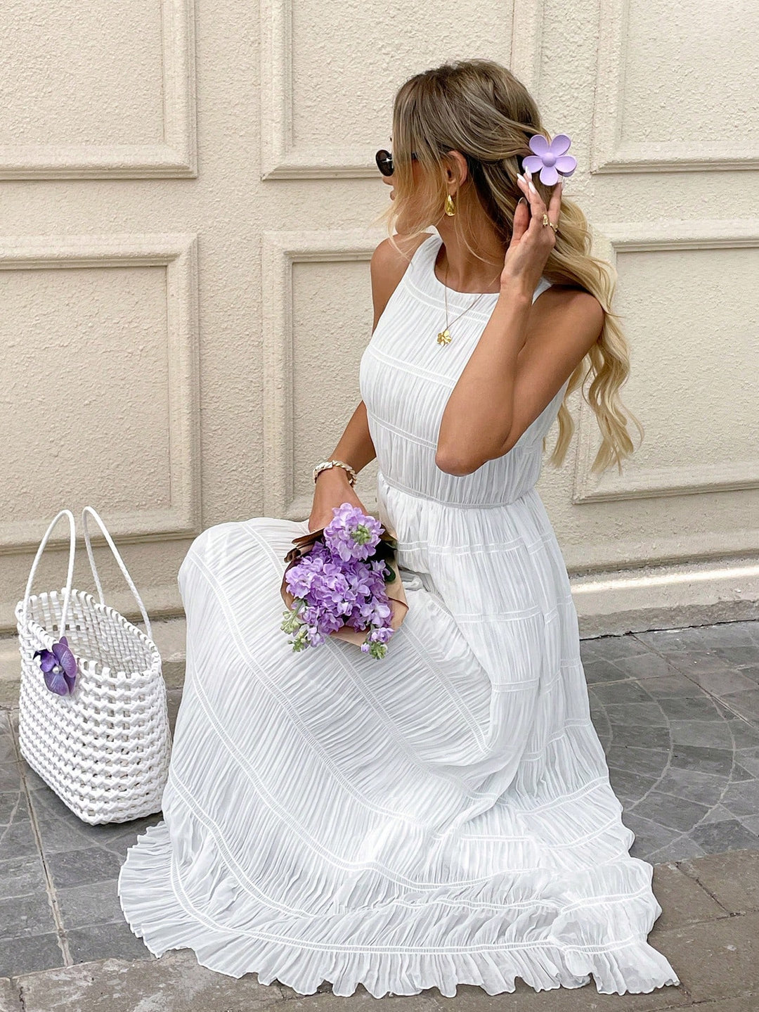 Rochie maxi SHEIN, alb