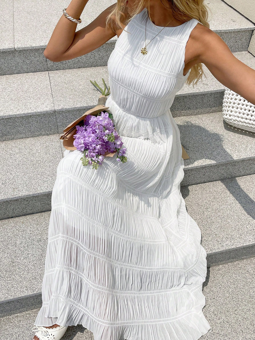 Rochie maxi SHEIN, alb