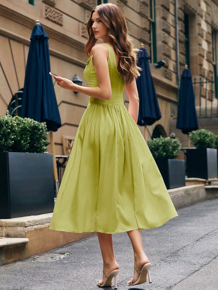 Rochie midi damă SHEIN, verde, mărimea M